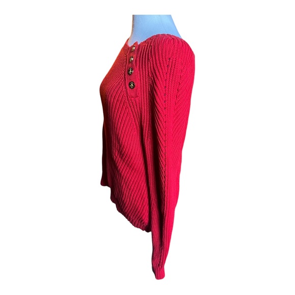 Ralph Lauren Button-Trim Cotton Sweater Size Large in Red - Picture 7 of 11